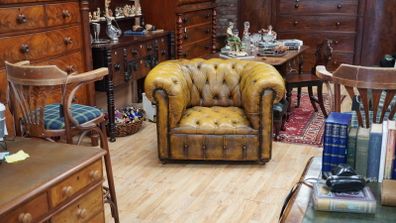Vintage Camel Leather Chesterfield Armchair