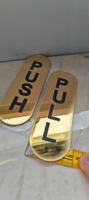 Set of 2 Premium Gold Mirror Acrylic PUSH & PULL Door Signs - Self-Adhesive