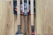 3psc Premium Stainless steel and wood BBQ tools Brand New
