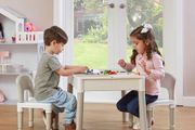 House Toys Kids 5-in-1 Activity Table and 2 Chairs, Sand, Water, Construction Play, Grey, H450 x W510 x D540mm
