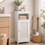 Slim White Storage Cabinet Narrow Freestanding Bathroom & Hallway Unit Image 2