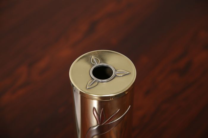 Vintage Art Deco Revival Brass Cylindrical Vase by Dara International, Chicago, 1983