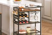 Bar Cart for Home, 3-Tier Serving Cart with Wheels and Handle