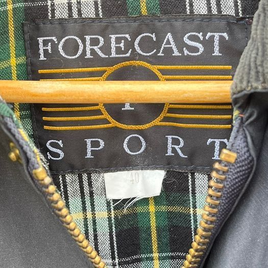 Vintage Forecast Wax Jacket Womens Sz 40 M Dark Blue Corduroy Collar Country Coat