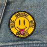 WESC Streetwear Mens Med Hardcore Happiness Smiley Face Denim Trucker Jacket Image 3