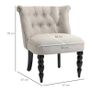 Vintage Leisure Accent Chair with Button Tufted Straight Back, Turned Legs, Thick Sponge Padding for Living Room, Dining Room, Study, Beige Image 3