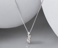 Solid Sterling Silver 925 Marquise Pendant Necklace