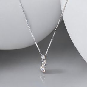 Solid Sterling Silver 925 Marquise Pendant Necklace
