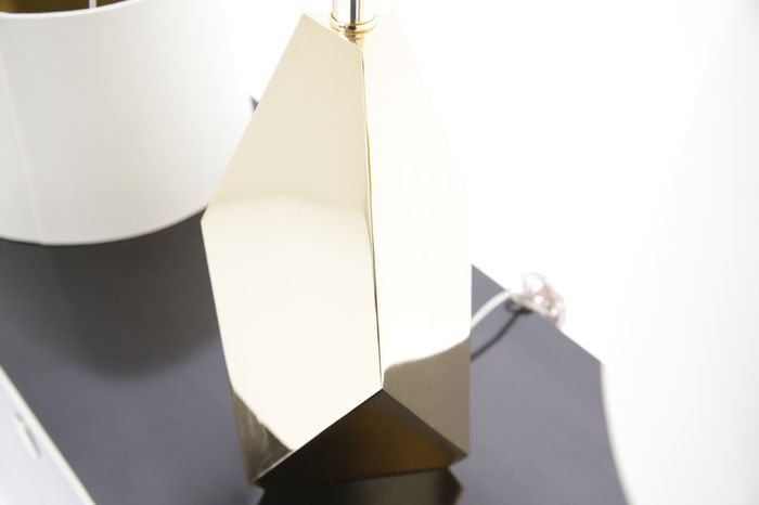 Pair of Modern Brass Origami Mid-century Style Table Lamps, USA