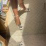 Peep toe high heel strappy shoes with silver sequin flower Image 3