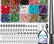 801 Pcs Crystal Jewellery Making Kit, Crystals for Jewellery Making with Crystal Gemstone Beads 5-7mm Stone Bead Drilled Beads for Jewelry Making (FREE POSTAGE)
