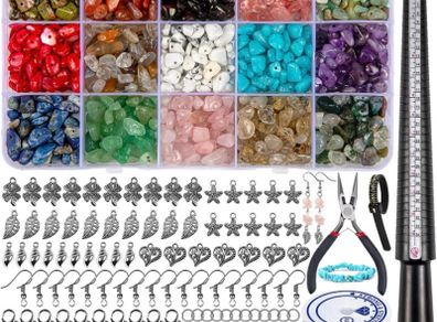 801 Pcs Crystal Jewellery Making Kit, Crystals for Jewellery Making with Crystal Gemstone Beads 5-7mm Stone Bead Drilled Beads for Jewelry Making (FREE POSTAGE)