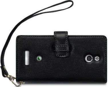 Sony Ericsson Xperia P Premium Pu Leather Wallet Case Hot Pink & Black With Floral Interior, Black With Tan Inside