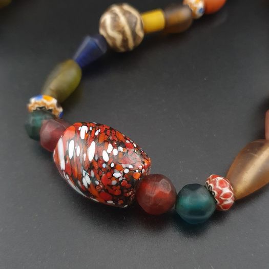 Vintage Asian & African Glass with Pumtek Pyu Beads Tribal Necklace