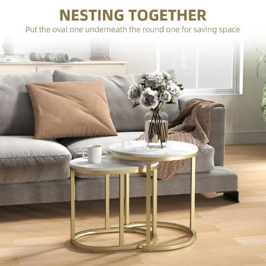 Marble-Effect Nesting Tables Set