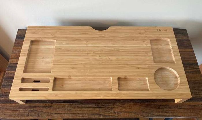 Honda Bamboo-Style Monitor Stand & Desk Organizer | Sleek Workspace Upgrade