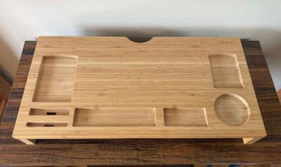 Honda Bamboo-Style Monitor Stand & Desk Organizer | Sleek Workspace Upgrade