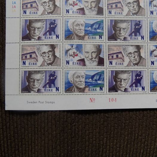 Ireland 2004 Noble Prize Winners.Sheet of 16 x N Stamps.Overprinted IPTA Collectors Roadshow-Galway.