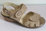 Waldlaufer Hetta Denver Beige Nubuck Leather WIDE FIT Wedge Orthotic Sandals UK2.5 New With Box CAN POST