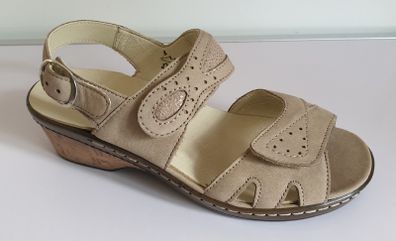 Waldlaufer Hetta Denver Beige Nubuck Leather WIDE FIT Wedge Orthotic Sandals UK2.5 New With Box CAN POST