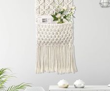 NEW SALE | Wall Hanging Tapestry,Wall Decor Chic Handmade Cotton,Woven Bohemian Home Decoration,Magazine Storage Organizer Tapestry Pocket Boho Wall Decor for Living Room Bedroom Party Decoration