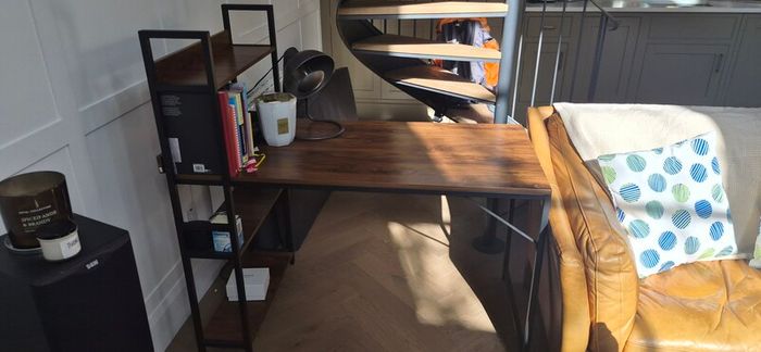 Rustic Brown Computer Desk with 3 Shelves