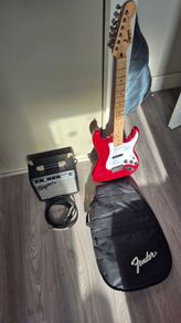 Squier stratocaster + amp and accessories