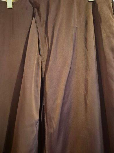brown satin midi skirt