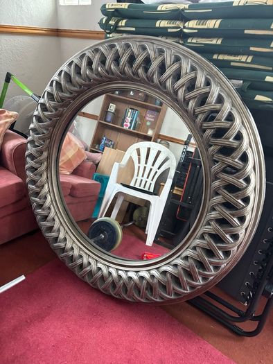 Large round mirror