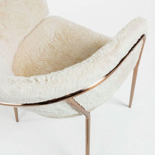 Armchair Runnie fur white steel