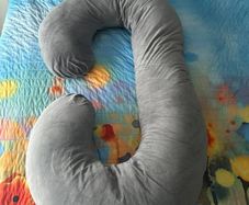 Grey C-shaped maternity pregnancy pillow