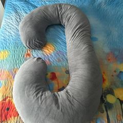 Grey C-shaped maternity pregnancy pillow