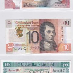 3 x stg10 Scotland/N.Ireland notes