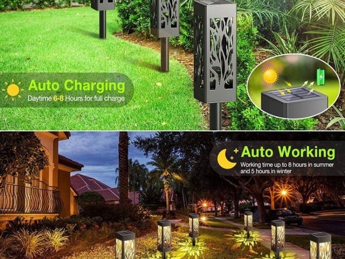 Solar Lights Outdoor, 6 Pack Garden Lights Solar Powered with Warm White LED Lights, Waterproof Solar Ornament Lights for Patio, Yard, Pathway