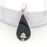 Vintage 925 Sterling Silver Black Resin Flower Necklace Image 6