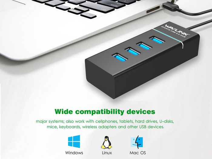 Wavlink 4 Ports USB 3.0 Multi HUB Splitter Expansion Desktop High Speed (Brand New/Warranty)