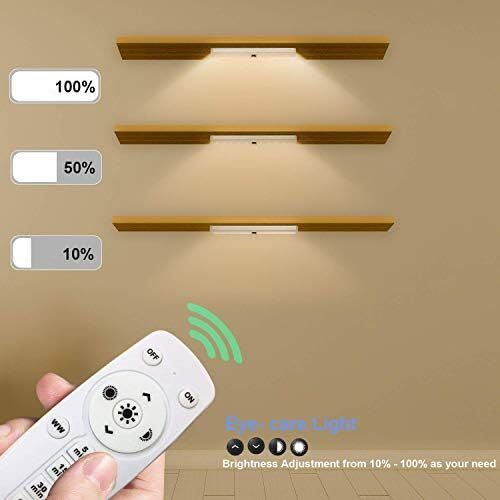 LDOPTO Under Cabinet Kitchen Lights with Remote Dimmable LED Cupboard Battery Powered LED Bedroom Lights with Timer for Kitchen Hallway, Multiple Colors 4 Pack
