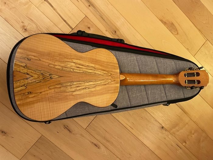 Mr. Mai all solid spruce and spalted maple tenor ukulele with deluxe case. NEW