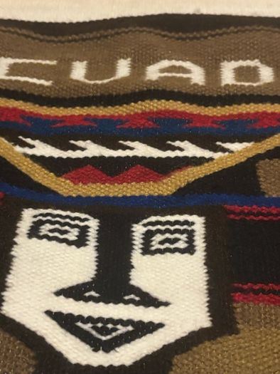 Vintage hand woven wool hanging tapestry from Ecuador