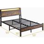 King Size Bed Frame, Black | Charging Station, LED Lights, Wood Headboard with Storage Shelves, Heavy Duty Metal Slats, No Box Spring Needed Image 4