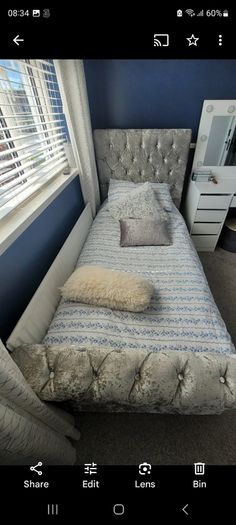 Grey /silver sleigh end bed