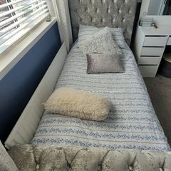 Grey /silver sleigh end bed