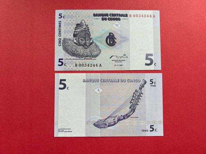Congo D.r. 5 CENTIME  1997 Pick81a.  ( Uncirculated )