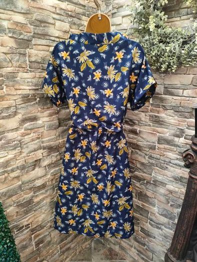 Handmade Navy Floral Summer Dress Medium Postage included