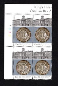 2007 Ireland 400th Anniversary of the Revival of the Honourable Society of the Kings Inns Commemorative Stamp Plate Block 1A1A1A1A Mint Never Hinged (MNH)