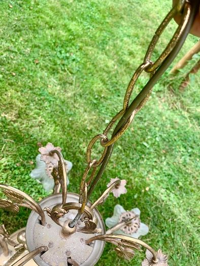 Vintage 6 arm brass chandelier