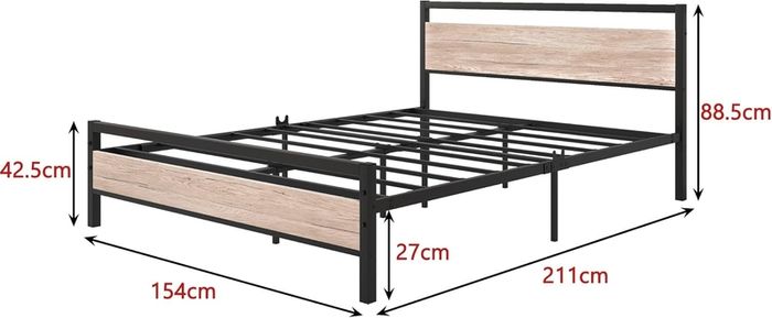 King Size Bed Frame with Wood Headboard,Heavy Duty Metal Platform Bed King Size with Storage No Box Spring Needed,Mattress Base/Strong Steel Slats Support/Easy Assembly