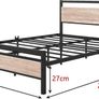 King Size Bed Frame with Wood Headboard,Heavy Duty Metal Platform Bed King Size with Storage No Box Spring Needed,Mattress Base/Strong Steel Slats Support/Easy Assembly Image 2