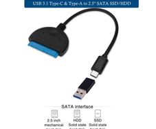 USB 3.1 (Type-C & Type-A) to SATA 3.0 (5Gbps) Converter Adapter Cable for 2.5" SATA HDD/SSD (Brand New/Warranty)