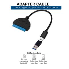 USB 3.1 (Type-C & Type-A) to SATA 3.0 (5Gbps) Converter Adapter Cable for 2.5" SATA HDD/SSD (Brand New/Warranty)